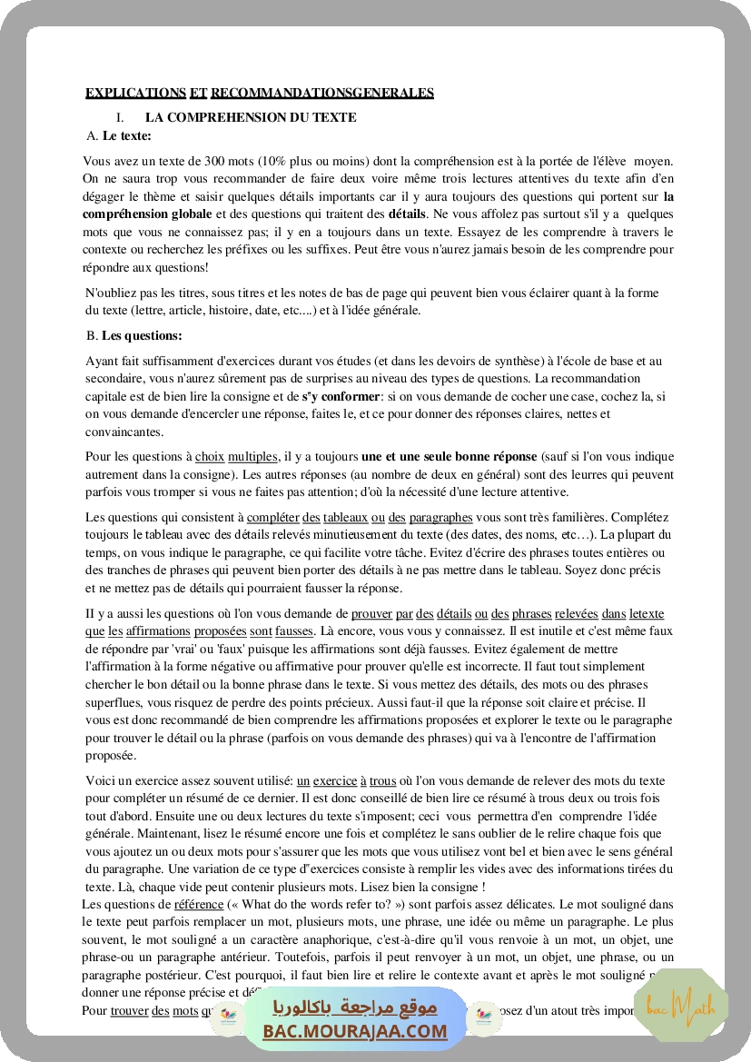 Corrigé principale anglais Bac 2012 – Section math